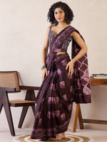 Thumbnail for NOZ2TOZ Women's Cotton Burgundy Printed Ready to Wear With Blouse Piece - Distacart
