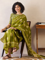 Thumbnail for NOZ2TOZ Women's Cotton Olive Printed Ready to Wear With Blouse Piece - Distacart