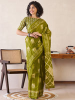 Thumbnail for NOZ2TOZ Women's Cotton Olive Printed Ready to Wear With Blouse Piece - Distacart