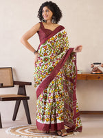 Thumbnail for NOZ2TOZ Women's Cotton White Printed Ready to Wear With Blouse Piece - Distacart