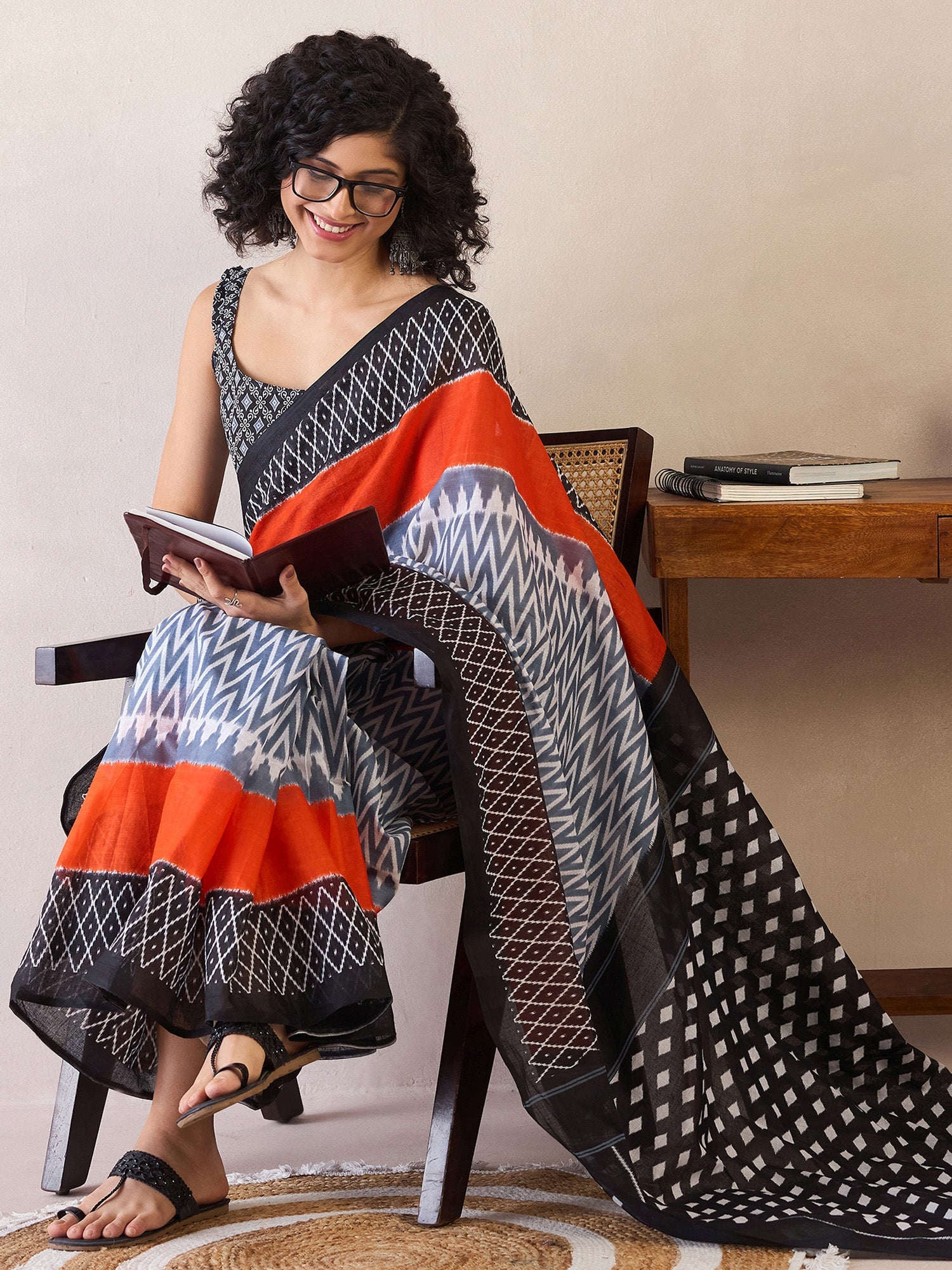 NOZ2TOZ Women's Cotton Grey Printed Ready to Wear With Blouse Piece - Distacart