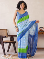 Thumbnail for NOZ2TOZ Women's Cotton Light Blue Printed Ready to Wear With Blouse Piece - Distacart