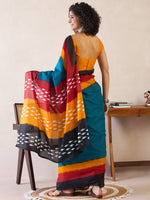 Thumbnail for NOZ2TOZ Women's Cotton Teal blue Printed Ready to Wear With Blouse Piece - Distacart