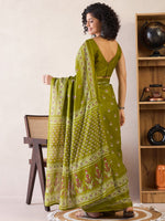 Thumbnail for NOZ2TOZ Women's Cotton Olive Printed Ready to Wear With Blouse Piece - Distacart