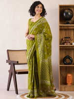 Thumbnail for NOZ2TOZ Women's Cotton Olive Printed Ready to Wear With Blouse Piece - Distacart