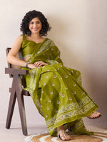 Thumbnail for NOZ2TOZ Women's Cotton Olive Printed Ready to Wear With Blouse Piece - Distacart