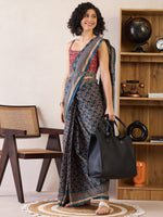Thumbnail for NOZ2TOZ Women's Cotton Teal blue Printed Ready to Wear With Blouse Piece - Distacart