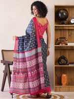 Thumbnail for NOZ2TOZ Women's Cotton Charcoal Grey Printed Ready to Wear With Blouse Piece - Distacart