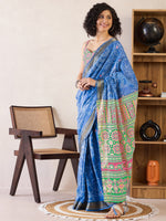 Thumbnail for NOZ2TOZ Women's Cotton Blue Printed Ready to Wear With Blouse Piece - Distacart