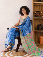 Thumbnail for NOZ2TOZ Women's Cotton Blue Printed Ready to Wear With Blouse Piece - Distacart