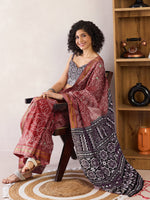 Thumbnail for NOZ2TOZ Women's Cotton Brown Printed Ready to Wear With Blouse Piece - Distacart