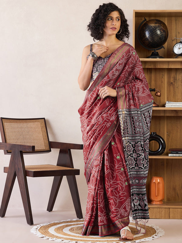NOZ2TOZ Women's Cotton Brown Printed Ready to Wear With Blouse Piece - Distacart