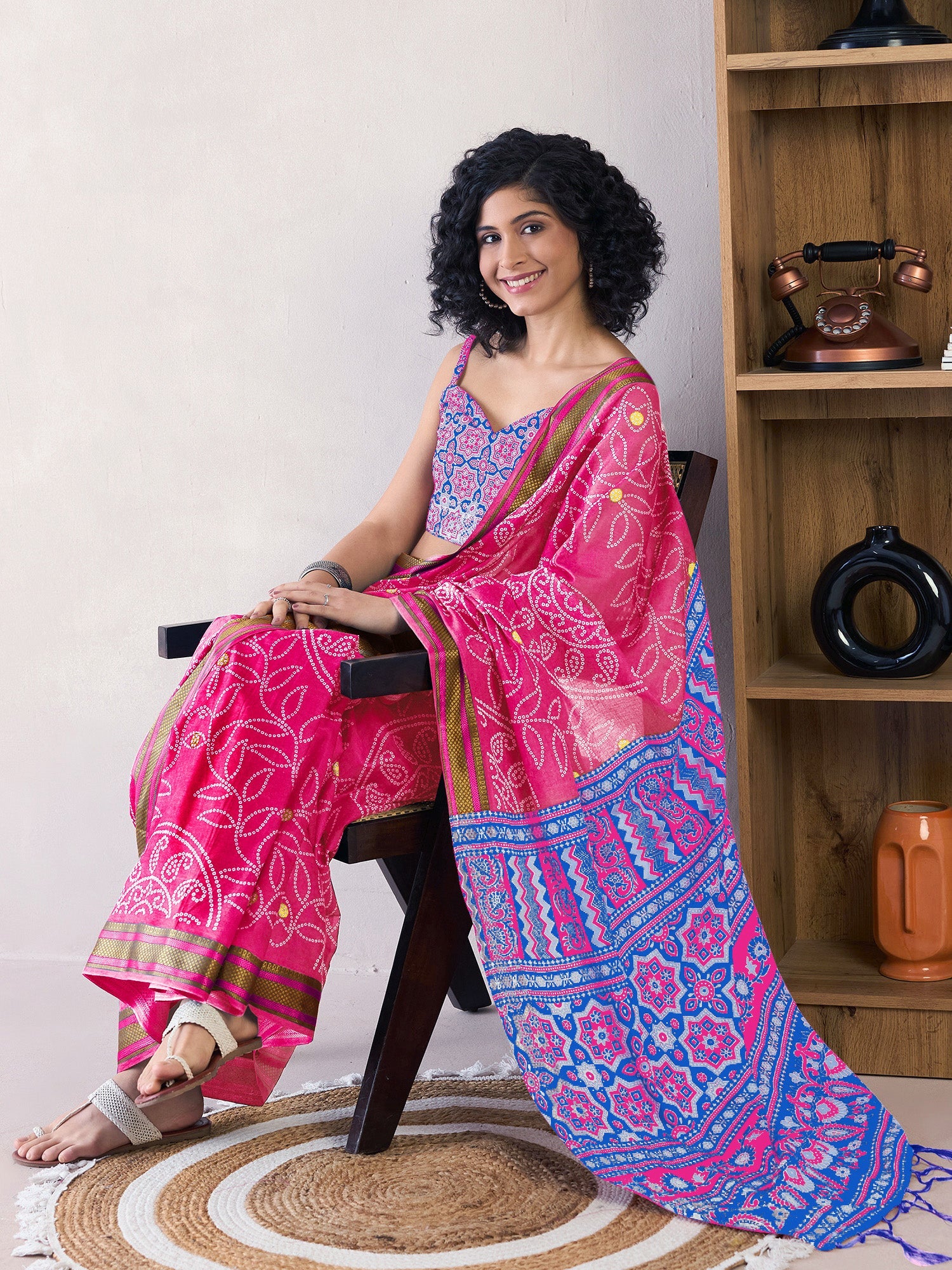 NOZ2TOZ Women's Cotton Pink Printed Ready to Wear With Blouse Piece - Distacart
