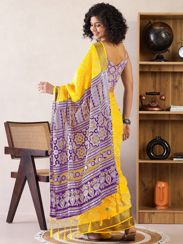 NOZ2TOZ Women's Cotton Yellow Printed Ready to Wear With Blouse Piece - Distacart
