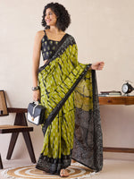 Thumbnail for NOZ2TOZ Women's Cotton Olive Printed Ready to Wear With Blouse Piece - Distacart
