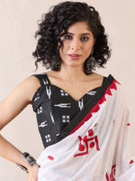 Thumbnail for NOZ2TOZ Women's Cotton White Printed Ready to Wear With Blouse Piece - Distacart