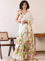 Thumbnail for NOZ2TOZ Women's Cotton White Printed Ready to Wear With Blouse Piece - Distacart