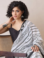 Thumbnail for NOZ2TOZ Women's Cotton White Printed Ready to Wear With Blouse Piece - Distacart