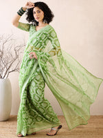 Thumbnail for NOZ2TOZ Women's Brasso Green Printed Ready to Wear With Blouse Piece - Distacart