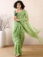 Thumbnail for NOZ2TOZ Women's Brasso Green Printed Ready to Wear With Blouse Piece - Distacart