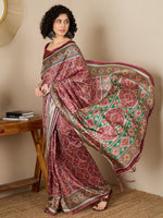 Thumbnail for NOZ2TOZ Women's Silk Blend Brown Printed Ready to Wear With Blouse Piece - Distacart