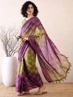 Thumbnail for NOZ2TOZ Women's Linen Purple Printed Ready to Wear With Blouse Piece - Distacart