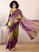 Thumbnail for NOZ2TOZ Women's Linen Purple Printed Ready to Wear With Blouse Piece - Distacart