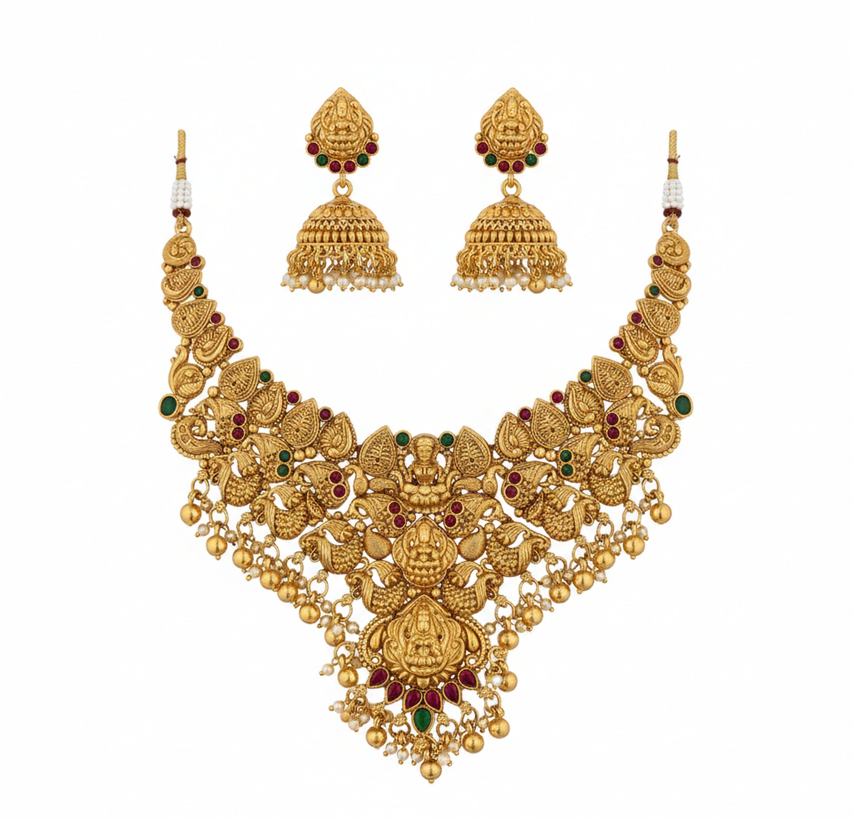 Jewel City Traditional Handcrafted Gold-Plated Temple Necklace Set - Distacart