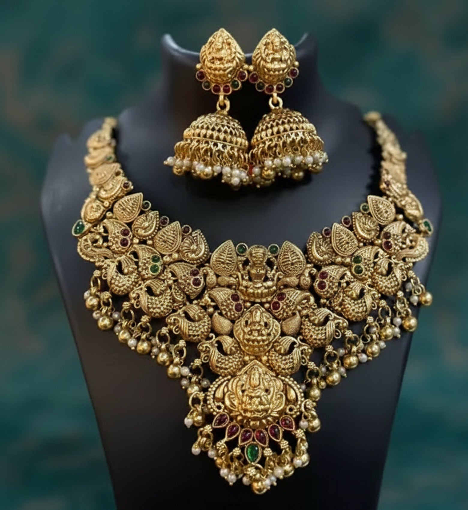 Jewel City Traditional Handcrafted Gold-Plated Temple Necklace Set - Distacart
