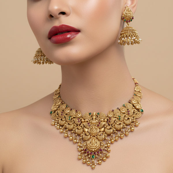 Jewel City Traditional Handcrafted Gold-Plated Temple Necklace Set - Distacart