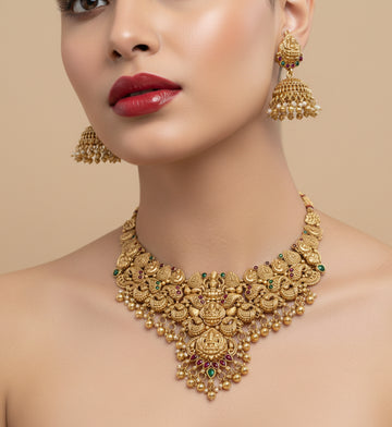 Jewel City Traditional Handcrafted Gold-Plated Temple Necklace Set - Distacart
