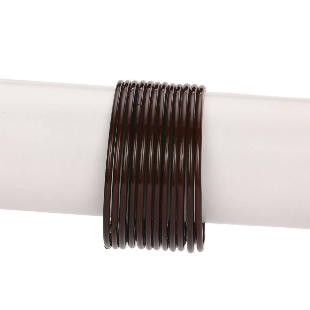 Afast Shining Brown Glass Party, Wedding, Daily Use Bangle Set, Pack Of 12 - Distacart