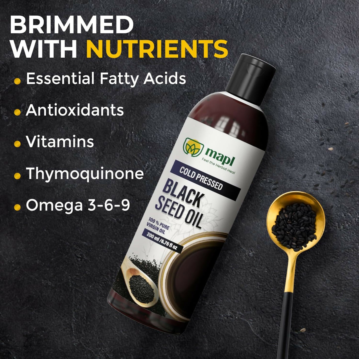 MAPL Organic Black Seed Oil Cold-Pressed - Distacart