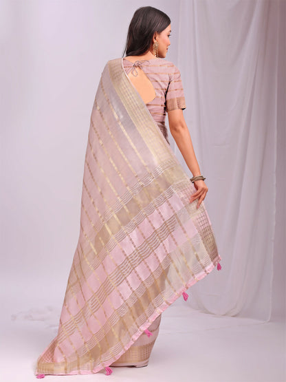 Shree Shyam Fashion Organza Peach Saree - Distacart