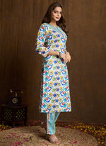 Thumbnail for Prazu Fashion Multi Color Printed Cotton Blend Kurta Pant Set - Distacart