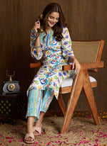 Thumbnail for Prazu Fashion Multi Color Printed Cotton Blend Kurta Pant Set - Distacart
