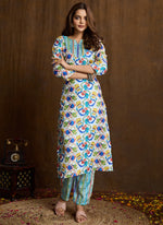 Thumbnail for Prazu Fashion Multi Color Printed Cotton Blend Kurta Pant Set - Distacart