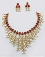 Thumbnail for Jewel City Gold Plated Red Pearl Necklace Set - Distacart