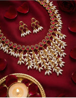 Thumbnail for Jewel City Gold Plated Red Pearl Necklace Set - Distacart