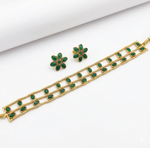 Thumbnail for Jewel City Elegant Gold-Plated Green choker with Floral Stud Earrings | Traditional Ethnic Jewelry Set - Distacart