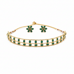Thumbnail for Jewel City Elegant Gold-Plated Green choker with Floral Stud Earrings | Traditional Ethnic Jewelry Set - Distacart