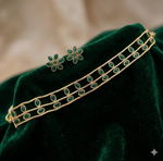 Thumbnail for Jewel City Elegant Gold-Plated Green choker with Floral Stud Earrings | Traditional Ethnic Jewelry Set - Distacart