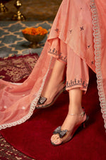 Thumbnail for BulBul Ruqaiya Peach Muslin Kurta Set With Dupatta