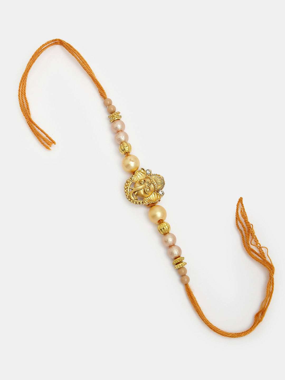 NVR Men Set of 4 Multicolor Stone-Studded Ganesh Rakhi With Roli Chawal & Chocolate - Distacart