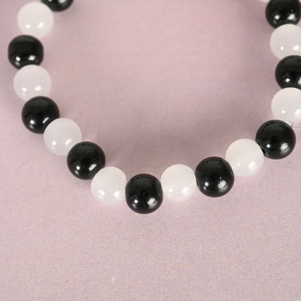 NVR Men & Women White Marble Crystal Beaded Elasticated Bracelet - Distacart