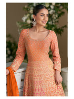 Thumbnail for Aarshi Fashions Orange Georgette Wedding Gowns