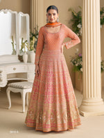 Thumbnail for Aarshi Fashions Orange Georgette Wedding Gowns