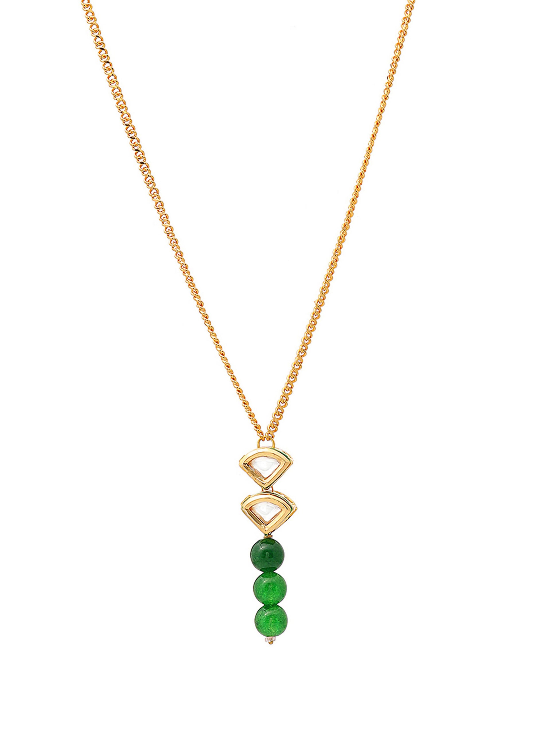 Ruby Raang Green Aventurine Kundan Necklace - Distacart