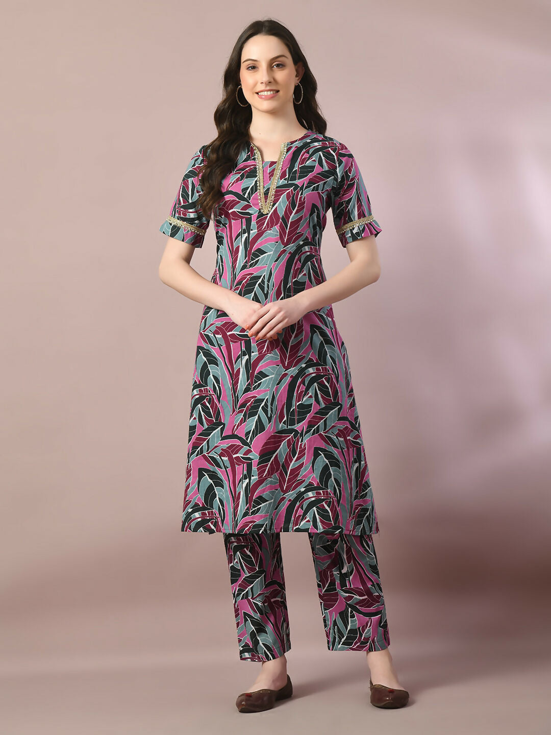 Myshka Women's Multi Printed Cotton Straight Party Kurta Set - Distacart