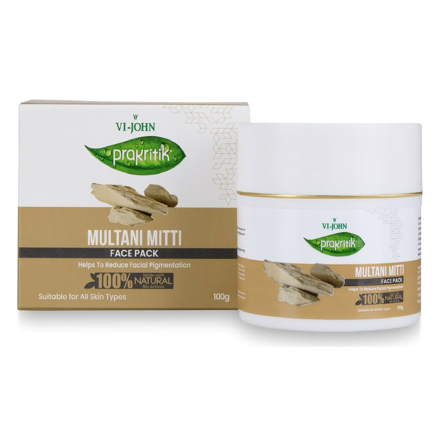 VI-JOHN Prakritik Multani Mitti Face Pack Controls Sebum Made With 100% Natural Bio Actives - Distacart